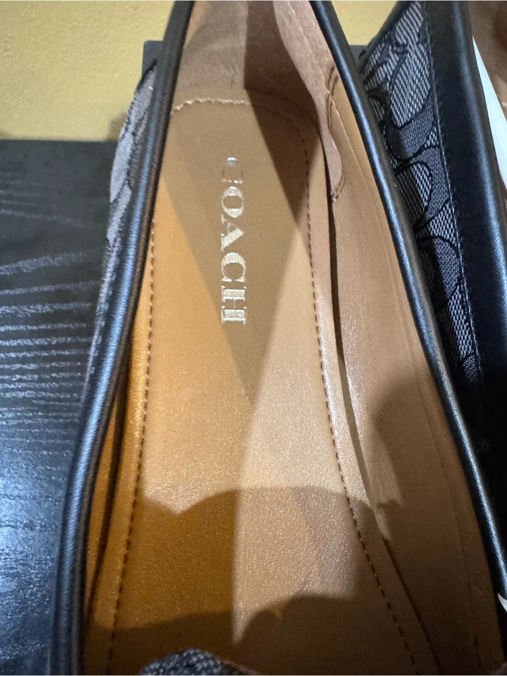 Coach Women's Gray/Black  Signature Canvas Penny Loafers New in box